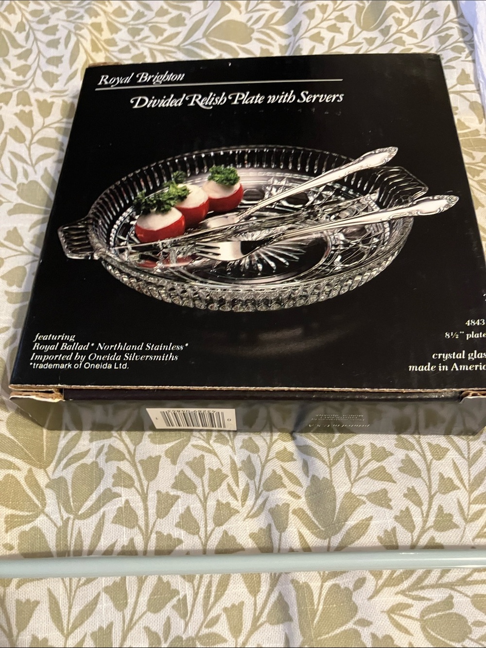 Brighton Clear Crystal Divided Relish Tray with Stainless Servers